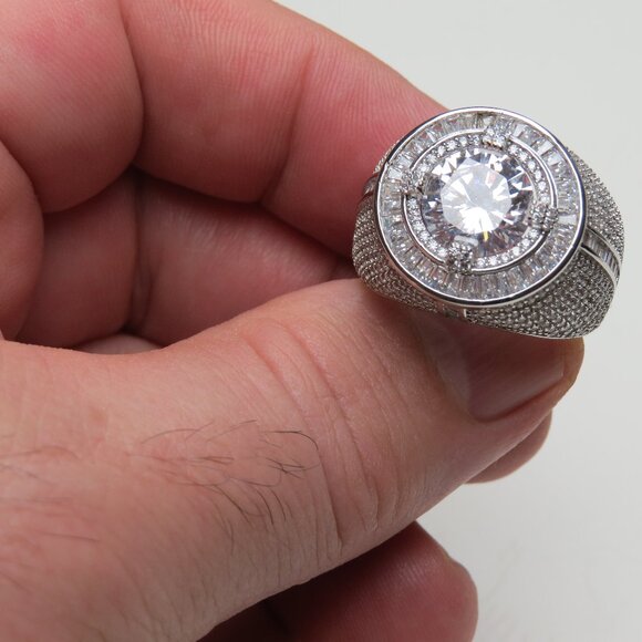 *925 Sterling Silver Diamond Men's Ring